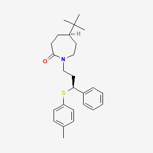 molecular formula C26H35NOS B1261058 (5R)-5-tert-butyl-1-[(3S)-3-[(4-methylphenyl)thio]-3-phenylpropyl]-2-azepanone 