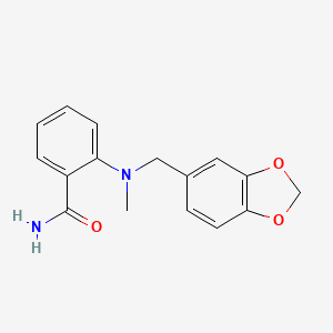 molecular formula C16H16N2O3 B12610859 Benzamide, 2-[(1,3-benzodioxol-5-ylmethyl)methylamino]- CAS No. 651328-28-8