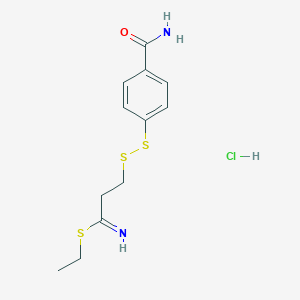 molecular formula C12H17ClN2OS3 B126114 Ethyl 3-((4-(aminocarbonyl)phenyl)dithio)propanimidothioate monohydrochloride CAS No. 149997-66-0