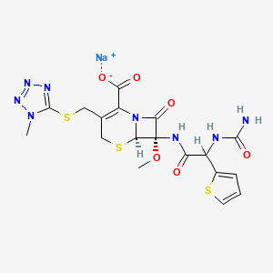 sodium;(6R,7S)-7-[[2-(carbamoylamino)-2-thiophen-2-ylacetyl]amino]-7-methoxy-3-[(1-methyltetrazol-5-yl)sulfanylmethyl]-8-oxo-5-thia-1-azabicyclo[4.2.0]oct-2-ene-2-carboxylate
