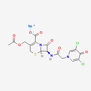 Sodium (6R-trans)-3-(acetoxymethyl)-7-((3,5-dichloro-4-oxo-1(4H)-pyridyl)acetamido)-8-oxo-5-thia-1-azabicyclo(4.2.0)oct-2-ene-2-carboxylate