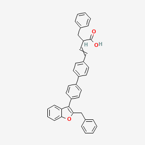molecular formula C38H30O3 B12611919 Benzenepropanoic acid, a-[2-[4'-[2-(phenylmethyl)-3-benzofuranyl][1,1'-biphenyl]-4-yl]ethenyl]- 