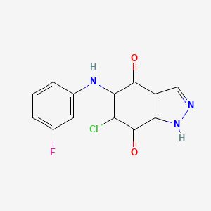 molecular formula C13H7ClFN3O2 B12611963 6-chloro-5-(3-fluoroanilino)-1H-indazole-4,7-dione CAS No. 918961-28-1