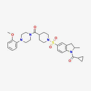 Cyclopropyl-[5-[[4-[[4-(2-methoxyphenyl)-1-piperazinyl]-oxomethyl]-1-piperidinyl]sulfonyl]-2-methyl-2,3-dihydroindol-1-yl]methanone