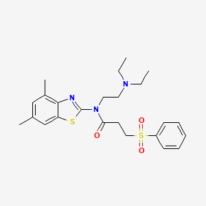 3-(benzenesulfonyl)-N-[2-(diethylamino)ethyl]-N-(4,6-dimethyl-1,3-benzothiazol-2-yl)propanamide