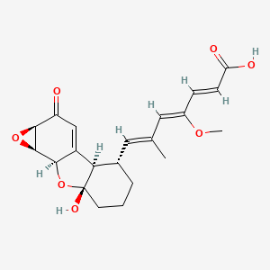 molecular formula C21H24O7 B1261249 (2E,4Z,6E)-4-Methoxy-6-methyl-7-(4abeta-hydroxy-8-oxo-1,2,3,4,4a,5aalpha,6,7,8,9balpha-decahydro-6beta,7beta-epoxydibenzofuran-1alpha-yl)-2,4,6-heptatrienoic acid 