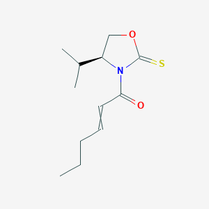 molecular formula C12H19NO2S B12612566 1-[(4S)-4-(Propan-2-yl)-2-sulfanylidene-1,3-oxazolidin-3-yl]hex-2-en-1-one CAS No. 918287-55-5