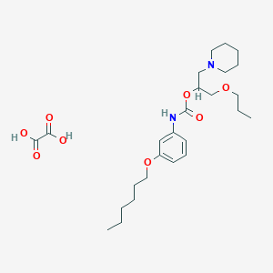 molecular formula C26H42N2O8 B126127 oxalic acid;(1-piperidin-1-yl-3-propoxypropan-2-yl) N-(3-hexoxyphenyl)carbamate CAS No. 143503-41-7