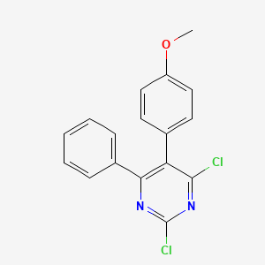molecular formula C17H12Cl2N2O B12612885 Pyrimidine, 2,4-dichloro-5-(4-methoxyphenyl)-6-phenyl- CAS No. 651315-80-9