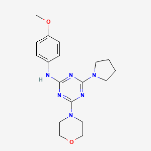 molecular formula C18H24N6O2 B1261333 N-(4-甲氧基苯基)-4-(4-吗啉基)-6-(1-吡咯烷基)-1,3,5-三嗪-2-胺 