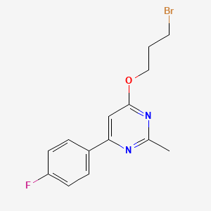 molecular formula C14H14BrFN2O B12613369 Pyrimidine, 4-(3-bromopropoxy)-6-(4-fluorophenyl)-2-methyl- CAS No. 649761-26-2