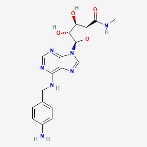 molecular formula C18H21N7O4 B1261338 (2S,3R,4R,5R)-5-[6-[(4-aminophenyl)methylamino]purin-9-yl]-3,4-dihydroxy-N-methyloxolane-2-carboxamide 