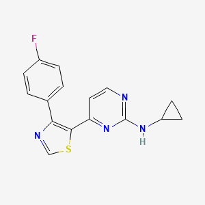 molecular formula C16H13FN4S B12613386 N-Cyclopropyl-4-[4-(4-fluorophenyl)-1,3-thiazol-5-yl]pyrimidin-2-amine CAS No. 917810-42-5