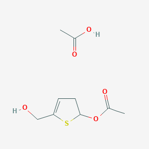 molecular formula C9H14O5S B12613468 Acetic acid;[5-(hydroxymethyl)-2,3-dihydrothiophen-2-yl] acetate CAS No. 648425-89-2