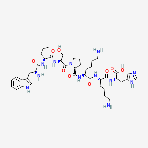 molecular formula C43H66N12O9 B12613522 L-Tryptophyl-L-leucyl-L-seryl-L-prolyl-L-lysyl-L-lysyl-L-histidine CAS No. 920011-52-5