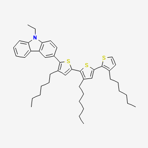 molecular formula C44H55NS3 B12613546 9-Ethyl-3-[3-hexyl-5-[3-hexyl-5-(3-hexylthiophen-2-yl)thiophen-2-yl]thiophen-2-yl]carbazole CAS No. 917561-55-8
