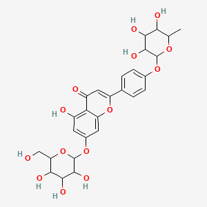 molecular formula C27H30O14 B1261355 5-羟基-7-[3,4,5-三羟基-6-(羟甲基)氧杂环-2-基]氧基-2-[4-(3,4,5-三羟基-6-甲基氧杂环-2-基)氧基苯基]色满-4-酮 