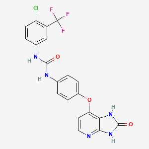 molecular formula C20H13ClF3N5O3 B12614021 Urea, N-[4-chloro-3-(trifluoromethyl)phenyl]-N'-[4-[(2,3-dihydro-2-oxo-1H-imidazo[4,5-b]pyridin-7-yl)oxy]phenyl]- 
