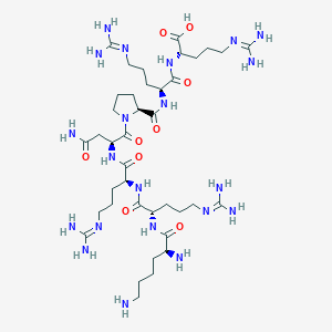 molecular formula C39H75N21O9 B12614040 L-Lysyl-N~5~-(diaminomethylidene)-L-ornithyl-N~5~-(diaminomethylidene)-L-ornithyl-L-asparaginyl-L-prolyl-N~5~-(diaminomethylidene)-L-ornithyl-N~5~-(diaminomethylidene)-L-ornithine CAS No. 872545-06-7