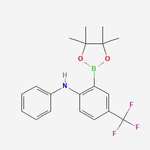 molecular formula C19H21BF3NO2 B12614290 N-Phenyl-2-(4,4,5,5-tetramethyl-1,3,2-dioxaborolan-2-YL)-4-(trifluoromethyl) aniline CAS No. 883727-43-3