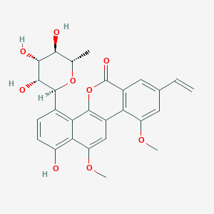 molecular formula C27H26O9 B1261438 8-Ethenyl-1-hydroxy-10,12-dimethoxy-4-[(2S,3R,4R,5R,6S)-3,4,5-trihydroxy-6-methyloxan-2-yl]naphtho[1,2-c]isochromen-6-one 
