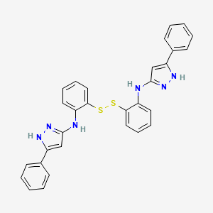 molecular formula C30H24N6S2 B12614567 N,N'-[Disulfanediyldi(2,1-phenylene)]bis(5-phenyl-1H-pyrazol-3-amine) CAS No. 881382-52-1