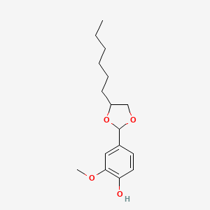 molecular formula C16H24O4 B12614865 4-(4-Hexyl-1,3-dioxolan-2-yl)-2-methoxyphenol CAS No. 917603-56-6