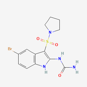 molecular formula C13H15BrN4O3S B12615232 N-[5-Bromo-3-(pyrrolidine-1-sulfonyl)-1H-indol-2-yl]urea CAS No. 918494-16-3
