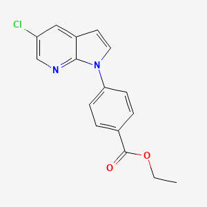 molecular formula C16H13ClN2O2 B12615287 Benzoic acid, 4-(5-chloro-1H-pyrrolo[2,3-b]pyridin-1-yl)-, ethyl ester 