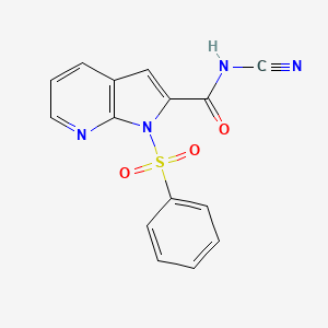 molecular formula C15H10N4O3S B12615624 1H-Pyrrolo[2,3-b]pyridine-2-carboxamide, N-cyano-1-(phenylsulfonyl)- 