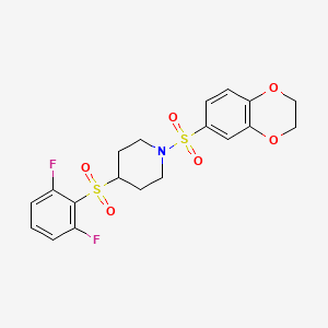 4-(2,6-Difluorophenyl)sulfonyl-1-(2,3-dihydro-1,4-benzodioxin-6-ylsulfonyl)piperidine