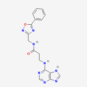 molecular formula C17H16N8O2 B12615974 N-[(5-phenyl-1,2,4-oxadiazol-3-yl)methyl]-N~3~-7H-purin-6-yl-beta-alaninamide 