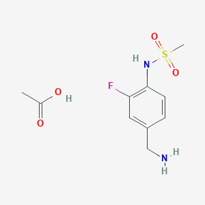molecular formula C10H15FN2O4S B12616080 acetic acid;N-[4-(aminomethyl)-2-fluorophenyl]methanesulfonamide CAS No. 921195-64-4