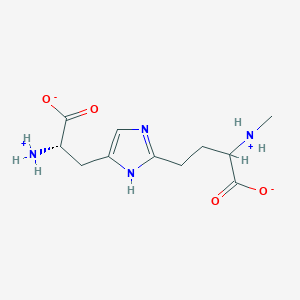 molecular formula C11H18N4O4 B1261611 4-{4-[(2S)-2-azaniumyl-2-carboxylatoethyl]-1H-imidazol-2-yl}-2-(methylazaniumyl)butanoate 