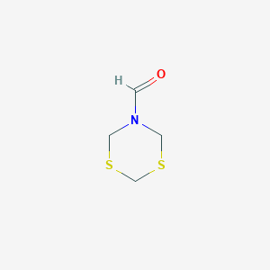 molecular formula C4H7NOS2 B12616112 1,3,5-Dithiazinane-5-carbaldehyde CAS No. 918963-75-4