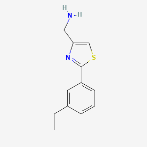 molecular formula C12H14N2S B12616119 C-[2-(3-Ethyl-phenyl)-thiazol-4-YL]-methylamine CAS No. 885280-88-6