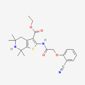 molecular formula C23H27N3O4S B1261617 Ethyl 2-(2-(2-cyanophenoxy)acetamido)-5,5,7,7-tetramethyl-4,5,6,7-tetrahydrothieno[2,3-c]pyridine-3-carboxylate 