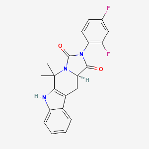 molecular formula C21H17F2N3O2 B1261618 (15R)-13-(2,4-difluorophenyl)-10,10-dimethyl-8,11,13-triazatetracyclo[7.7.0.02,7.011,15]hexadeca-1(9),2,4,6-tetraene-12,14-dione 
