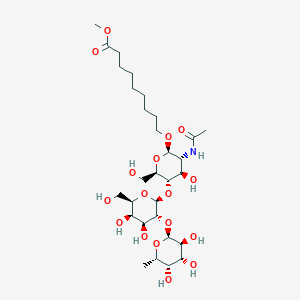 molecular formula C30H53NO17 B1261624 9-[4-O-[2-O-(alpha-L-Fucopyranosyl)-beta-D-galactopyranosyl]-2-(acetylamino)-2-deoxy-beta-D-glucopyranosyloxy]nonanoic acid methyl ester 