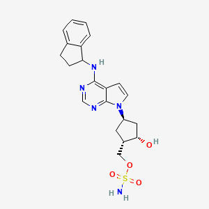 molecular formula C21H25N5O4S B1261632 [(1S,2S,4R)-4-[4-(2,3-dihydro-1H-inden-1-ylamino)pyrrolo[2,3-d]pyrimidin-7-yl]-2-hydroxycyclopentyl]methyl sulfamate 