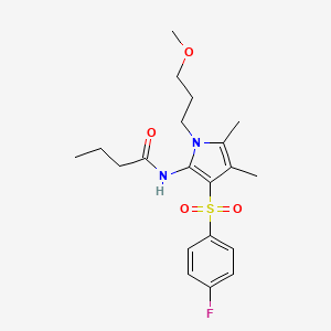 molecular formula C20H27FN2O4S B12616346 N-{3-[(4-fluorophenyl)sulfonyl]-1-(3-methoxypropyl)-4,5-dimethyl-1H-pyrrol-2-yl}butanamide 