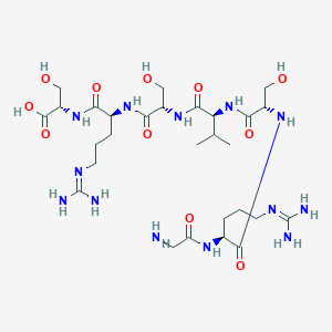 molecular formula C28H53N13O11 B12616381 Glycyl-N~5~-(diaminomethylidene)-L-ornithyl-L-seryl-L-valyl-L-seryl-N~5~-(diaminomethylidene)-L-ornithyl-L-serine CAS No. 883969-77-5