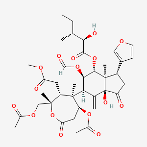 [(3S,3aR,4R,5R,6R,7aS)-6-[(2S,3R,4R,5S)-5-acetyloxy-2-(acetyloxymethyl)-3-(2-methoxy-2-oxoethyl)-2,4-dimethyl-7-oxooxepan-4-yl]-5-formyloxy-3-(furan-3-yl)-7a-hydroxy-3a-methyl-7-methylidene-1-oxo-3,4,5,6-tetrahydro-2H-inden-4-yl] (2R,3R)-2-hydroxy-3-methylpentanoate