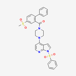 molecular formula C31H28N4O5S2 B12616553 Methanone, [4-(methylsulfonyl)[1,1'-biphenyl]-2-yl][4-[1-(phenylsulfonyl)-1H-pyrrolo[2,3-b]pyridin-4-yl]-1-piperazinyl]- 