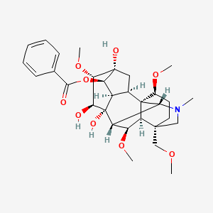 molecular formula C31H43NO9 B1261659 [(1S,2R,3R,4R,5R,6S,7S,8R,9R,10R,13S,16S,17R,18R)-5,7,8-trihydroxy-6,16,18-trimethoxy-13-(methoxymethyl)-11-methyl-11-azahexacyclo[7.7.2.12,5.01,10.03,8.013,17]nonadecan-4-yl] benzoate 
