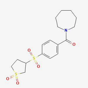 molecular formula C17H23NO5S2 B12616673 Azepan-1-yl{4-[(1,1-dioxidotetrahydrothiophen-3-yl)sulfonyl]phenyl}methanone 