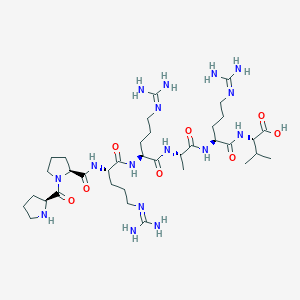 molecular formula C36H66N16O8 B12616704 L-Prolyl-L-prolyl-N~5~-(diaminomethylidene)-L-ornithyl-N~5~-(diaminomethylidene)-L-ornithyl-L-alanyl-N~5~-(diaminomethylidene)-L-ornithyl-L-valine CAS No. 913968-09-9