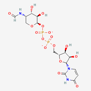 UDP-4-deoxy-4-formamido-beta-L-arabinopyranose(2-)
