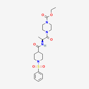 molecular formula C22H32N4O6S B12616843 ethyl 4-(N-{[1-(phenylsulfonyl)piperidin-4-yl]carbonyl}-L-alanyl)piperazine-1-carboxylate 