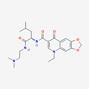 molecular formula C23H32N4O5 B12617223 N-[(2S)-1-{[2-(dimethylamino)ethyl]amino}-4-methyl-1-oxopentan-2-yl]-5-ethyl-8-oxo-5,8-dihydro[1,3]dioxolo[4,5-g]quinoline-7-carboxamide 